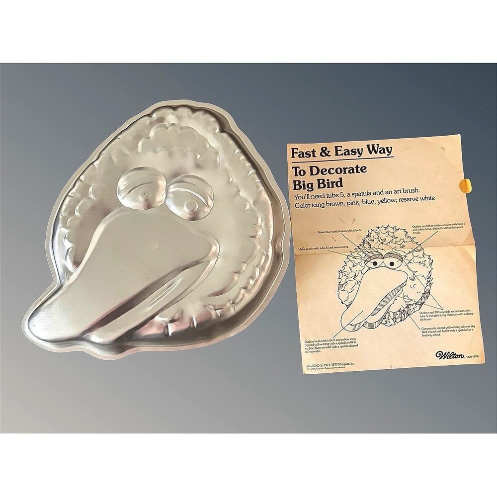 Vintage 1977 Wilton Big Bird Cake Pan Sesame Street Muppets Aluminum 502-7407
